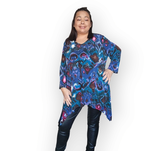 Stylish Blue and Purple Women's Tunic - Picture 10 of 16